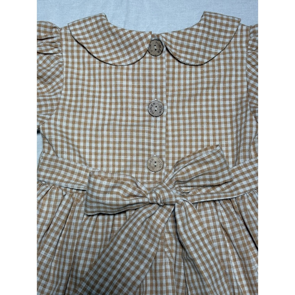 Nobler Wild Yellow Gingham Dress Toddler Girl Size 5T Cotton Linen Poly Blend - Picture 6 of 8